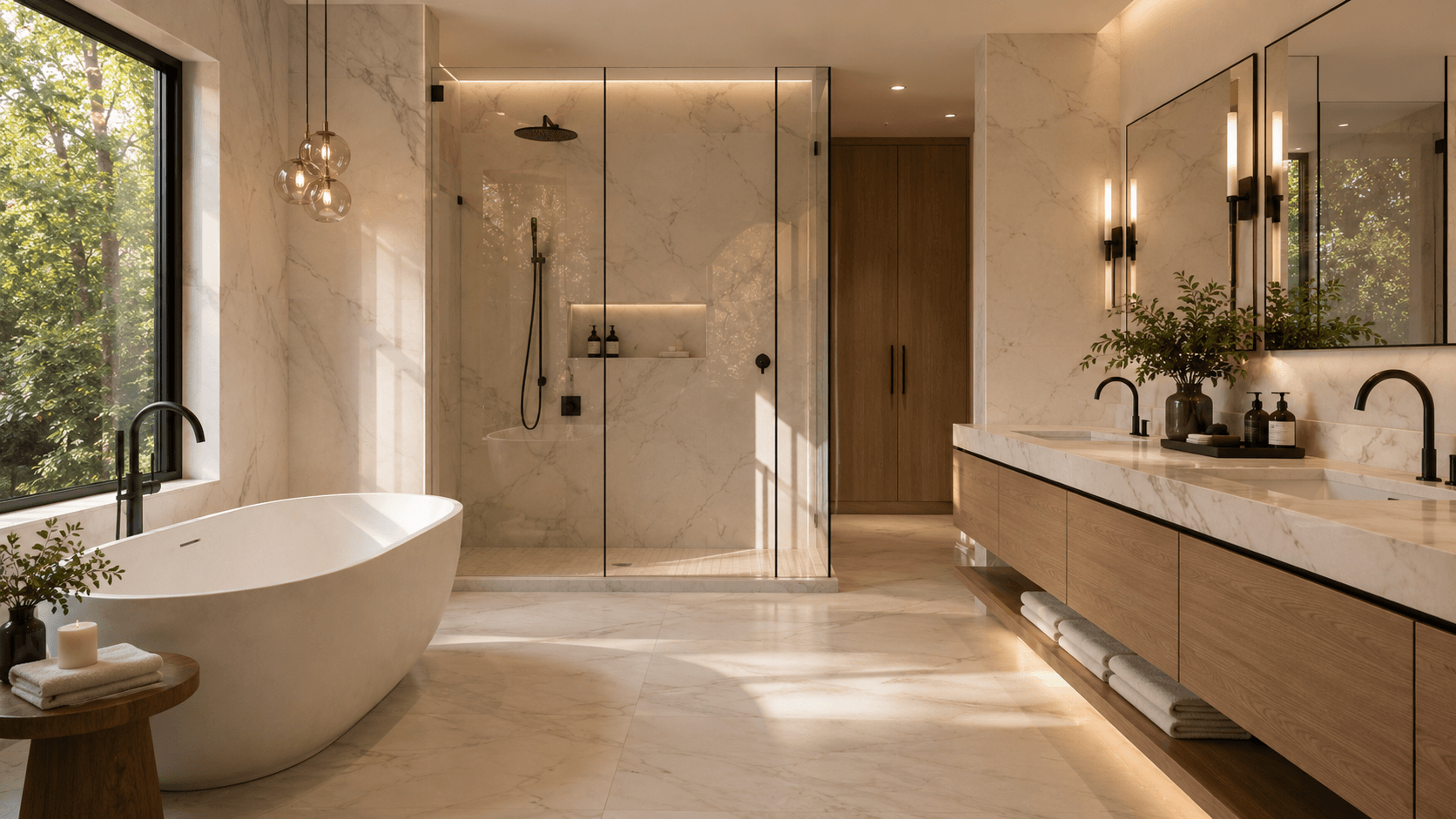 Luxury bathroom renovation by Gabriele Contracting.