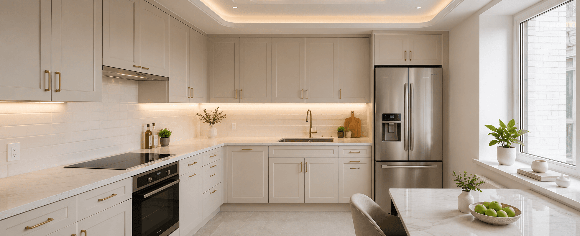 Modern kitchen renovation with custom cabinetry and finishes