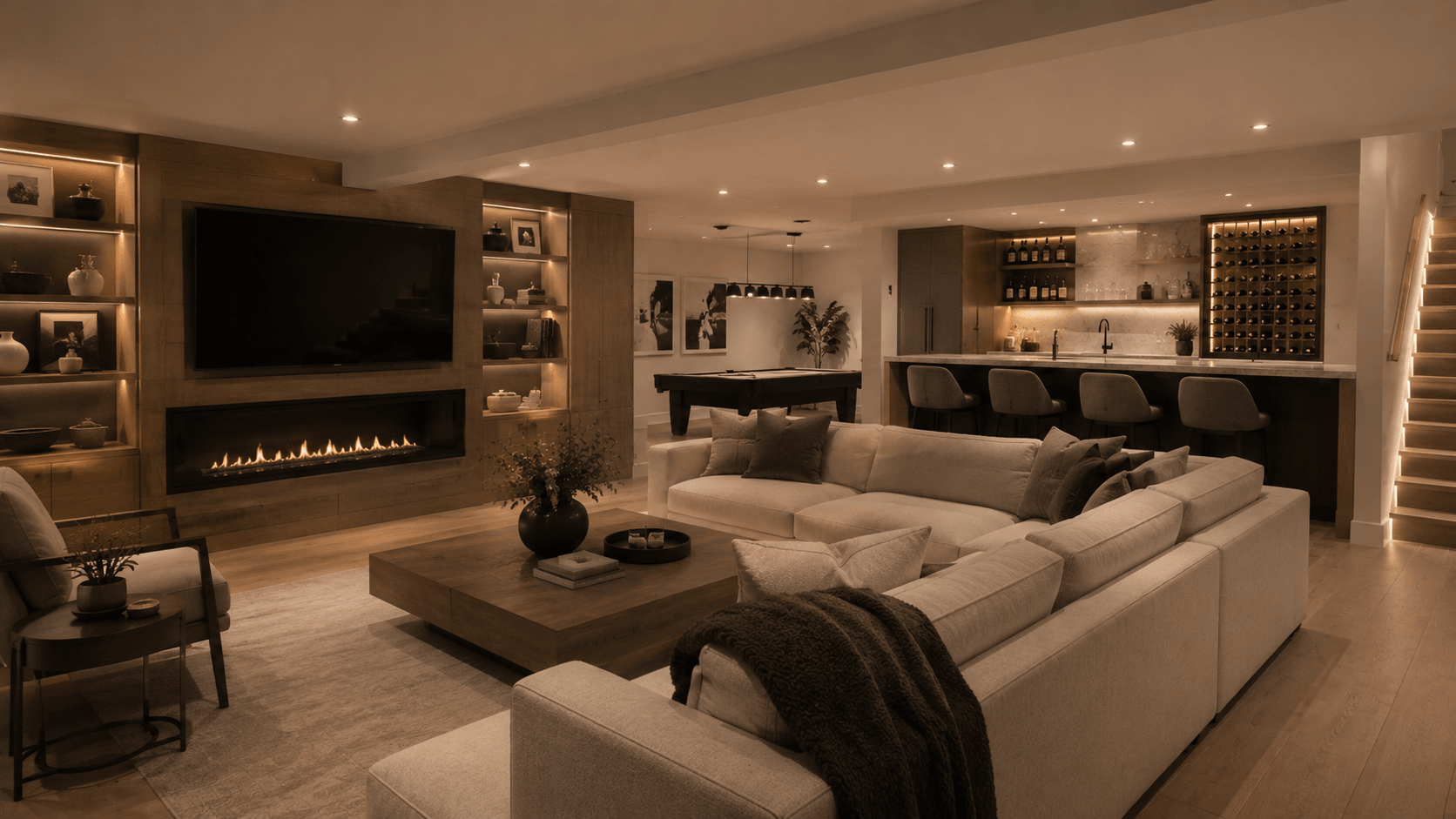 Renovated living space by Gabriele Contracting.